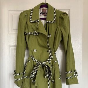 EUC F21 green and plaid raincoat XS